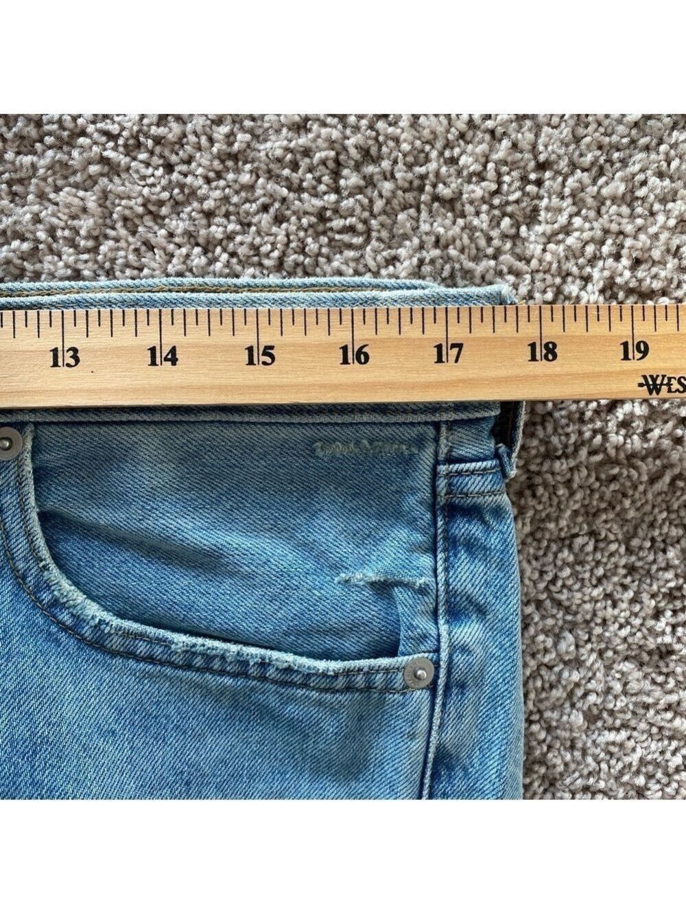 EVERLANE The Everybody Jean Sz E7 Short 30" inseam (Meas. 34" waist) Distressed - Picture 13 of 16